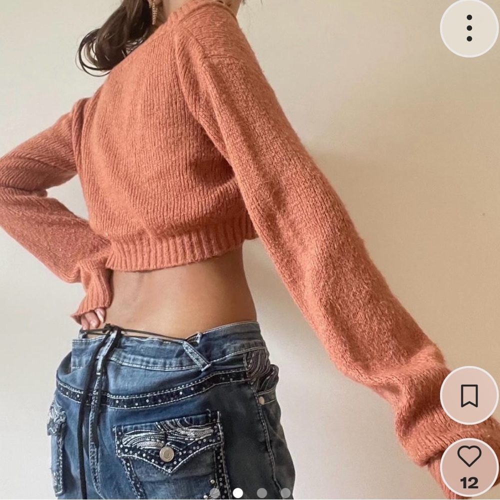 Nasty Gal Burnt Orange Cropped Sweater Size Small - Picture 6 of 6